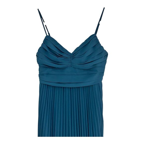 Lulus Sensational Charmer Teal Blue Pleated Sleeveless Maxi Dress Wedding Size M - Picture 10 of 16
